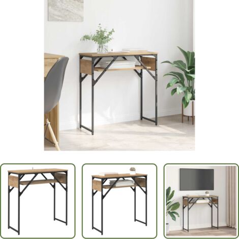 vidaXL Tavolo con scaffali -  TavoloConsolle Rovere artigianale 75x30x75cm Legno multistrato