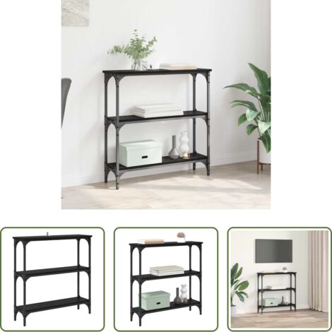 vidaXL Tavolo con stoccaggio -  Tavolo consolle Rovere Nero 75 x 22,5 x 75 cm Legno multistrato