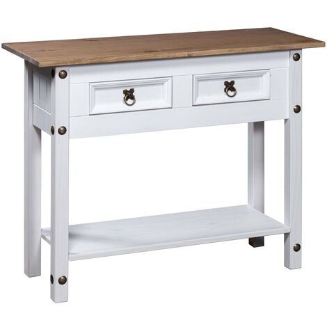 vidaXL Tavolo Console in Pino Messicano Corona Bianco 90x34,5x73 cm