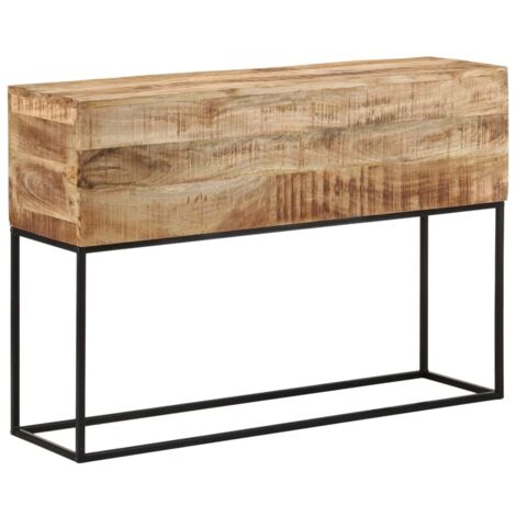 vidaXL Tavolo Consolle 110x30x75cm Legno Massello Mango Grezzo e Ferro