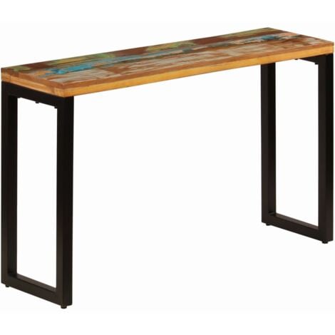vidaXL Tavolo Consolle 120x35x76 cm in Massello di Recupero e Acciaio