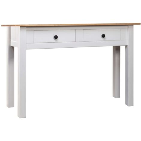 vidaXL Tavolo Consolle Bianco 110x40x72 cm Legno Massello Pino Panama