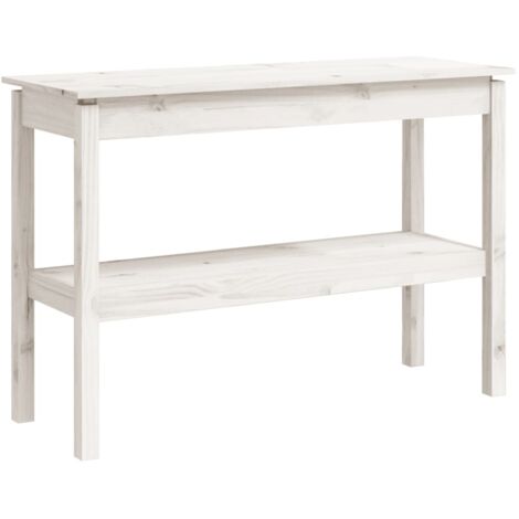 vidaXL Tavolo Consolle Bianco 110x40x75 cm in Legno Massello di Pino