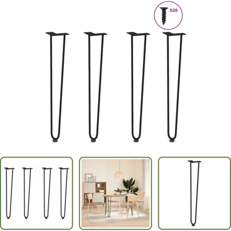 vidaXL Tavolo consolle -  Gambe a forcina per tavoli consolle 4 pz Nero 72 cm Acciaio massiccio