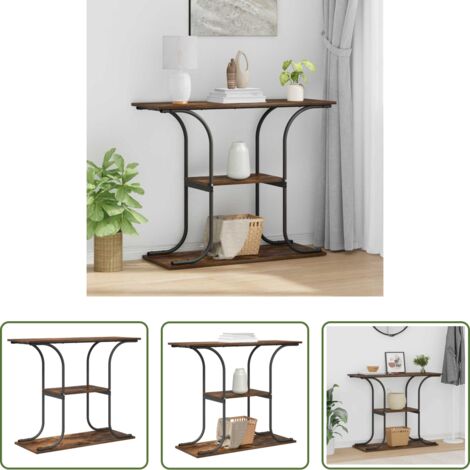 vidaXL Tavolo consolle in legno -  Tavolo consolle con lo scaffale Rovere fumé 101 x 35 x 80,5 cm