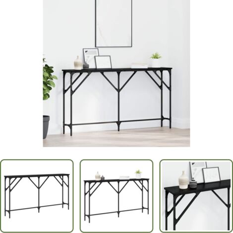vidaXL Tavolo consolle moderno -  Tavolo consolle Rovere nero 140 x 23 x 75 cm