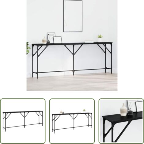 vidaXL Tavolo consolle Rovere Nero -  Tavolo consolle Rovere nero 200 x 29 x 75 cm