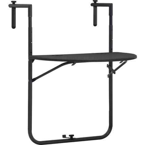 vidaXL Tavolo da Balcone Pensile Marrone 60x64x83,5cm Plastica Rattan