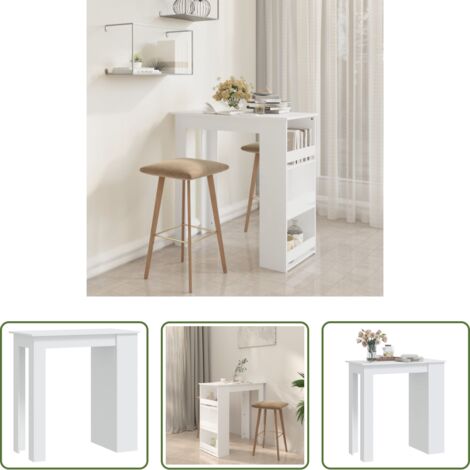 vidaXL Tavolo da bar con mensole -  Tavolino da Bar con Mensole Bianco 102x50x103,5 cm Truciolato
