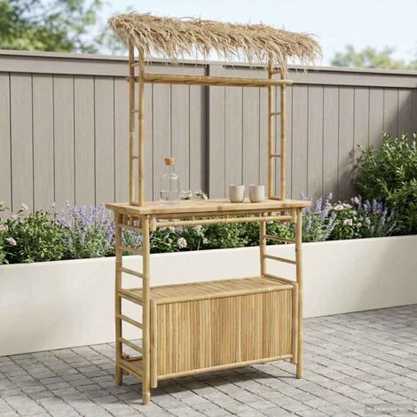 vidaXL Tavolo da bar da esterno Naturale 110 x 50 x 209 cm Bambù