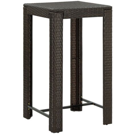 vidaXL Tavolo da Bar da Giardino Marrone 60,5x60,5x110,5 cm Polyrattan