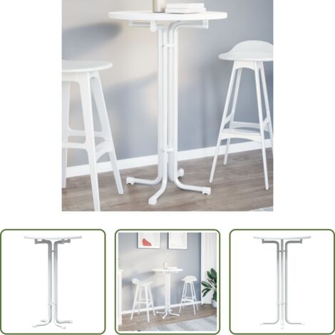 vidaXL Tavolo da bar in acciaio -  Tavolo da Bar Bianco Ø70x110 cm Legno Multistrato e Acciaio