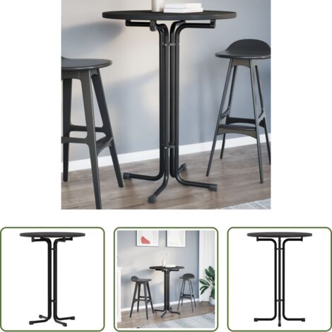 vidaXL Tavolo da bar in acciaio -  Tavolo da Bar Nero Ø80x110 cm Legno Multistrato e Acciaio