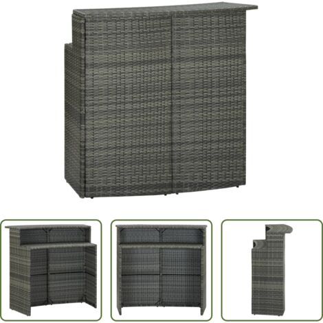 vidaXL Tavolo da bar in acciaio -  Tavolo da Bar per Esterni Grigio 120x55x110 cm in Polyrattan