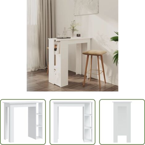 vidaXL Tavolo da bar in truciolato -  Tavolino da Bar con Ripiani Bianco 102x50x103,5cm in Truciolato