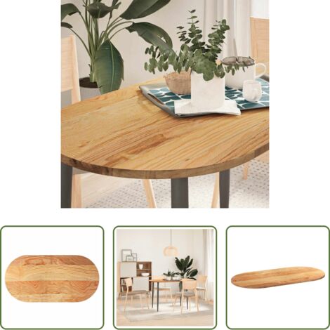 vidaXL Tavolo da bar -  Piano Tavolo Marrone Chiaro 120x60x2cm in Rovere Massello Ovale