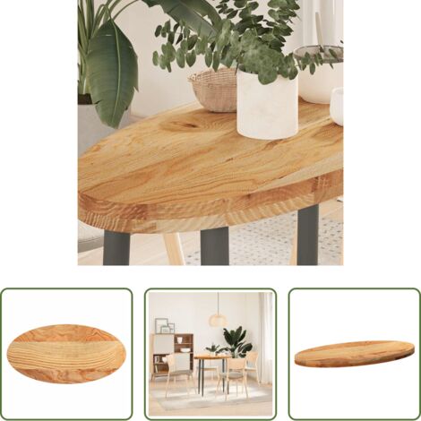 vidaXL Tavolo da bar -  Piano Tavolo Marrone Chiaro 80x40x4 cm in Rovere Massello Ovale