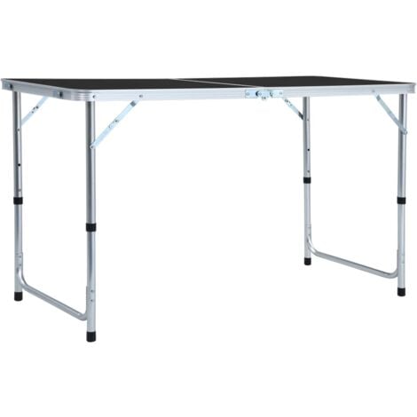vidaXL Tavolo da Campeggio Pieghevole in Alluminio Grigio 120x60 cm