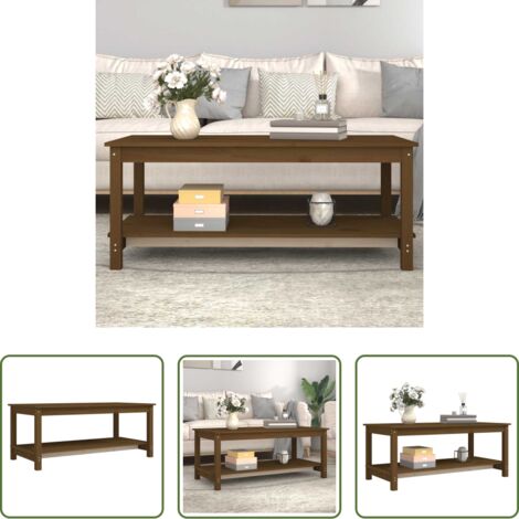 vidaXL Tavolo da divano -  Tavolino da Salotto Ambra 110x55x45 cm Legno Massello di Pino