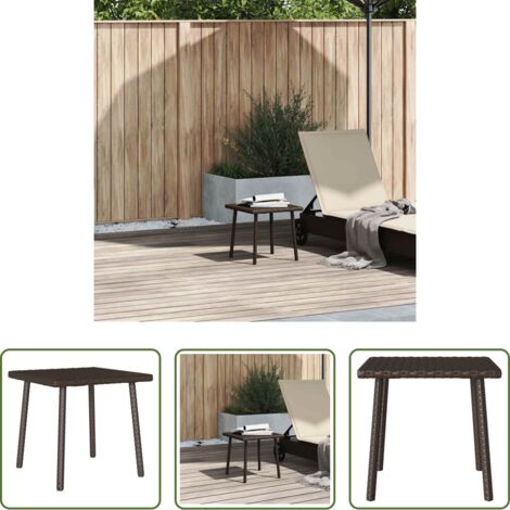 vidaXL Tavolo da esterno -  Tavolino Giardino Rettangolare Marrone 40x40x37 cm Polyrattan