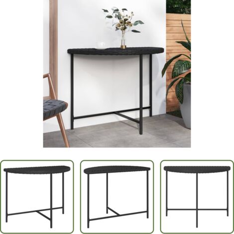 vidaXL Tavolo da esterno -  Tavolo da Giardino Nero 100x50x75 cm in Polyrattan