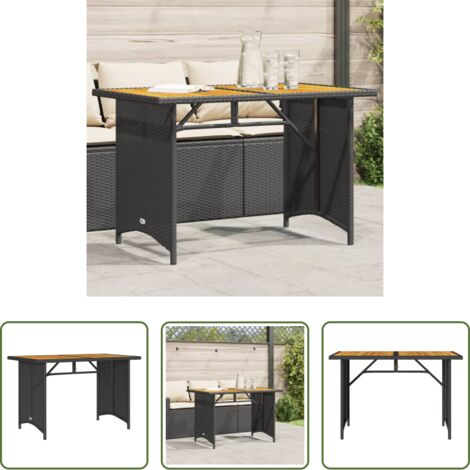 vidaXL Tavolo da esterno -  Tavolo da Giardino Piano in Legno Nero 110x68x70 cm Polyrattan