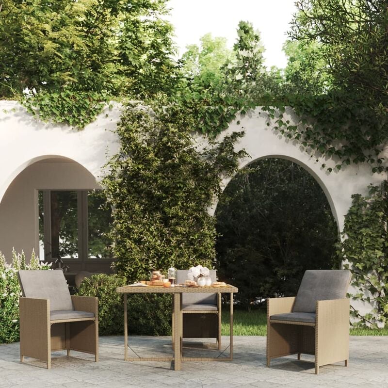 Tavolo da Giardino, Tavolo da Balcone Beige 109x107x74 cm in Polyrattan e Acacia Vidaxl 5754