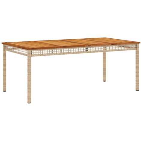 vidaXL Tavolo da Giardino Beige 180x90x75 cm Polyrattan e Legno Acacia