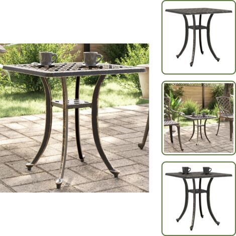 vidaXL Tavolo da Giardino Bronzo 53x53x53 cm in Alluminio Pressofuso