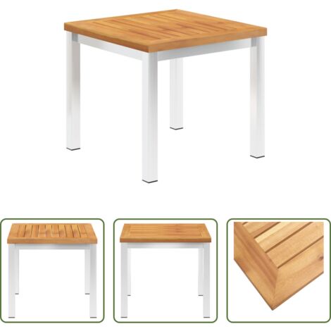 vidaXL Tavolo da giardino in acacia -  Tavolino da Giardino 45x45x38cm in Legno Acacia e Acciaio Inox