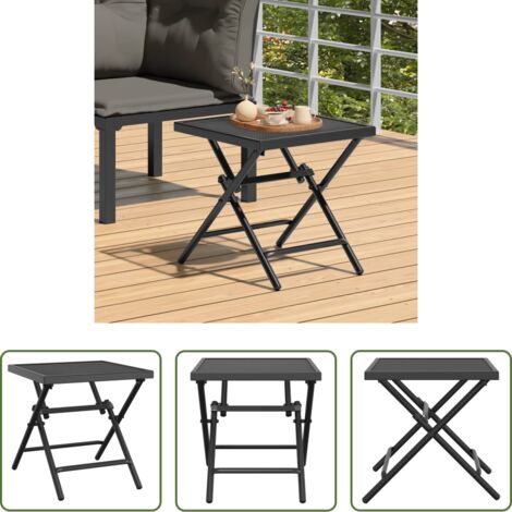 vidaXL Tavolo da giardino in acciaio -  Tavolo da Giardino Pieghevole Antracite 38x38x38cm Rete Acciaio