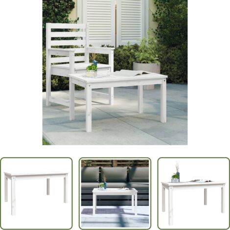 vidaXL Tavolo da giardino in pino -  Tavolo da Giardino Bianco 82,5x50,5x45 cm Legno Massello Pino