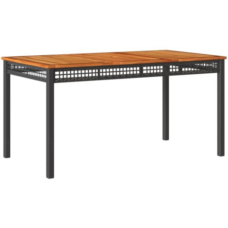 vidaXL Tavolo da Giardino Nero 140x80x75 cm Polyrattan e Legno Acacia