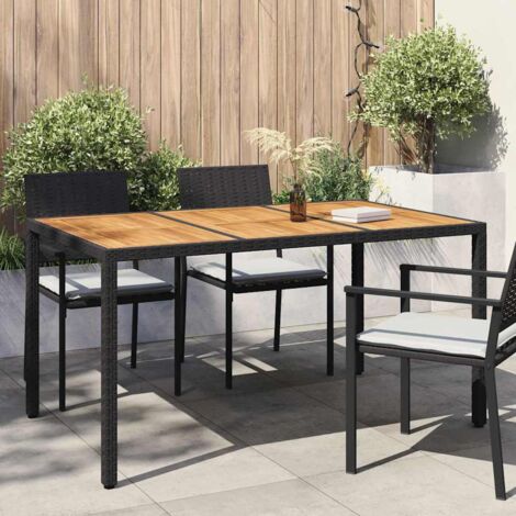 vidaXL Tavolo da Giardino Nero 150 x 90 x 75 cm polyrattan
