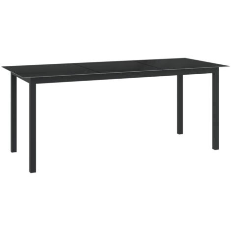 vidaXL Tavolo da Giardino Nero 190x90x74 cm in Alluminio e Vetro