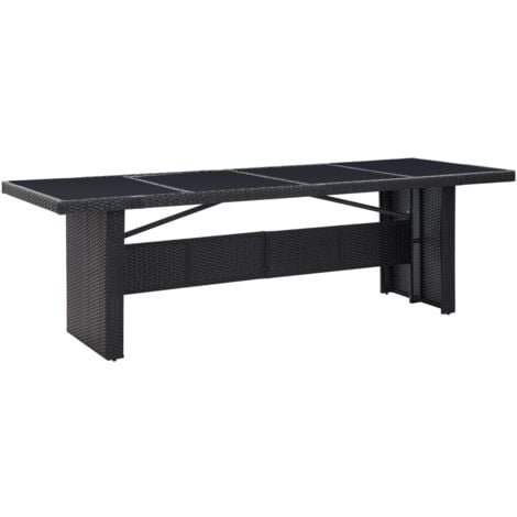 vidaXL Tavolo da Giardino Nero 240x90x74 cm in Polyrattan e Vetro