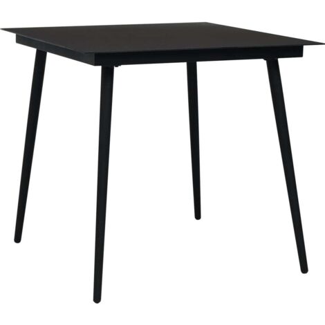 vidaXL Tavolo da Giardino Nero 80x80x74 cm in Acciaio e Vetro