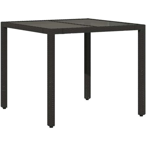 vidaXL Tavolo da Giardino Piano in Vetro Nero 90x90x75 cm Polyrattan