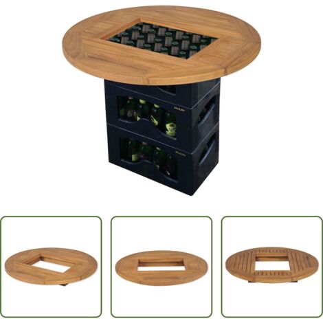 vidaXL Tavolo da giardino -  Piano Tavolo per Cassa di Birra in Legno di Teak 70 cm