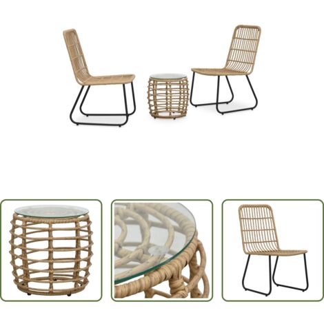 vidaXL Tavolo da giardino -  Set da Bistrot 3 pz in Polyrattan Rovere