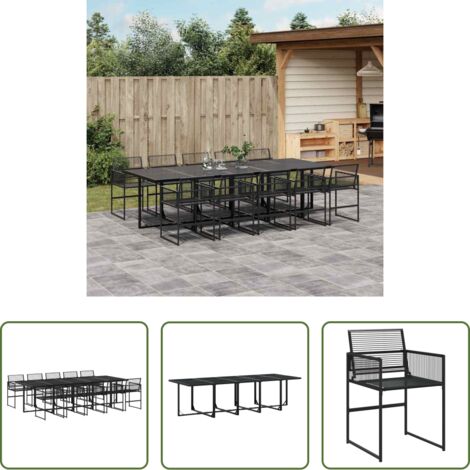 vidaXL Tavolo da giardino -  Set da Pranzo da Giardino 11 pz in Polyrattan Nero