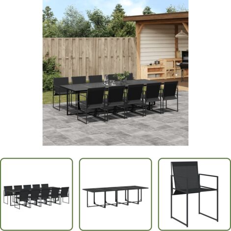 vidaXL Tavolo da giardino -  Set da Pranzo da Giardino 11 pz Nero in Textilene