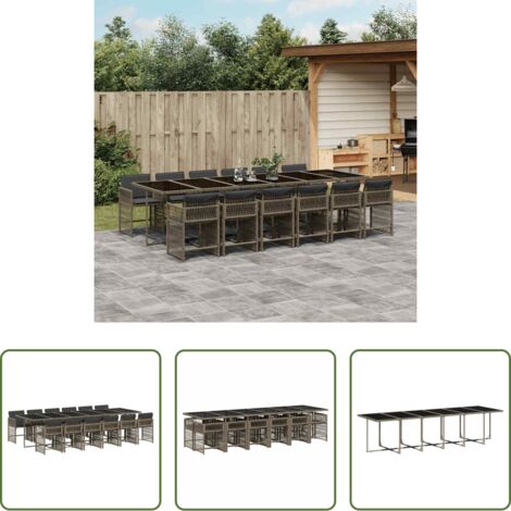 vidaXL Tavolo da giardino -  Set da Pranzo da Giardino 13pz con Cuscini Grigio in Polyrattan