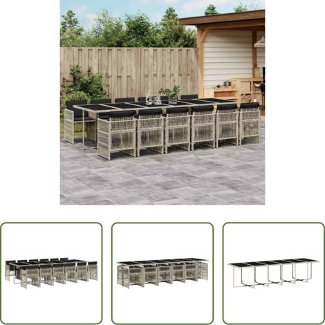 vidaXL Tavolo da giardino -  Set da Pranzo da Giardino 13pz con Cuscini Grigio in Polyrattan