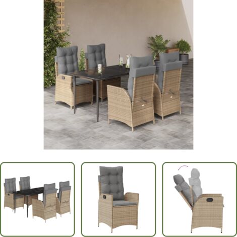 vidaXL Tavolo da giardino -  Set da Pranzo da Giardino 5 pz con Cuscini Beige in Polyrattan