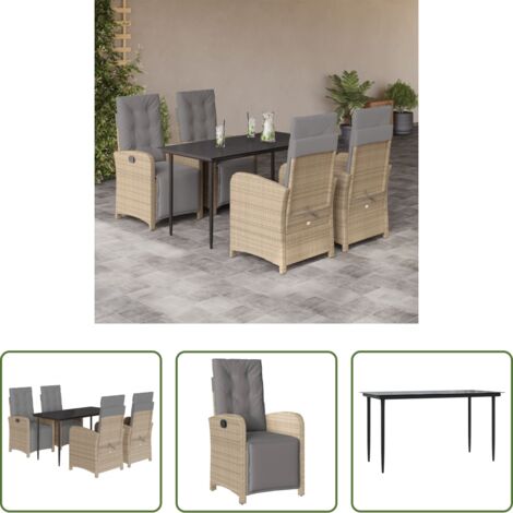 vidaXL Tavolo da giardino -  Set da Pranzo da Giardino 5 pz con Cuscini Beige in Polyrattan