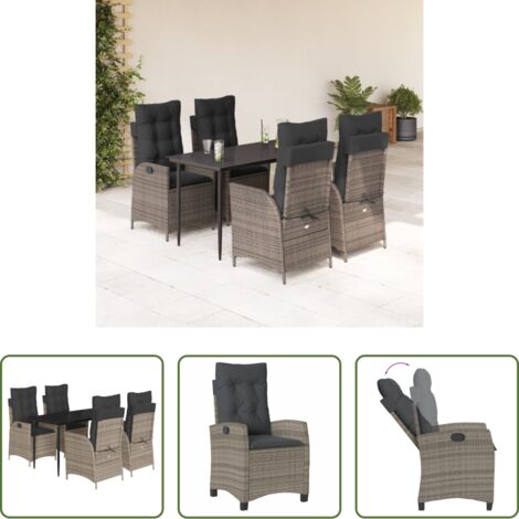 vidaXL Tavolo da giardino -  Set da Pranzo da Giardino 5 pz con Cuscini in Polyrattan Grigio