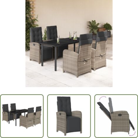 vidaXL Tavolo da giardino -  Set da Pranzo da Giardino 5 pz con Cuscini in Polyrattan Grigio