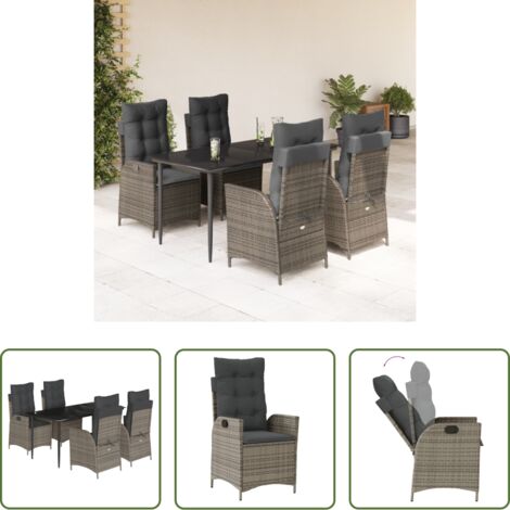 vidaXL Tavolo da giardino -  Set da Pranzo da Giardino 5 pz con Cuscini in Polyrattan Grigio