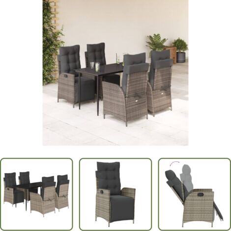 vidaXL Tavolo da giardino -  Set da Pranzo da Giardino 5 pz con Cuscini in Polyrattan Grigio